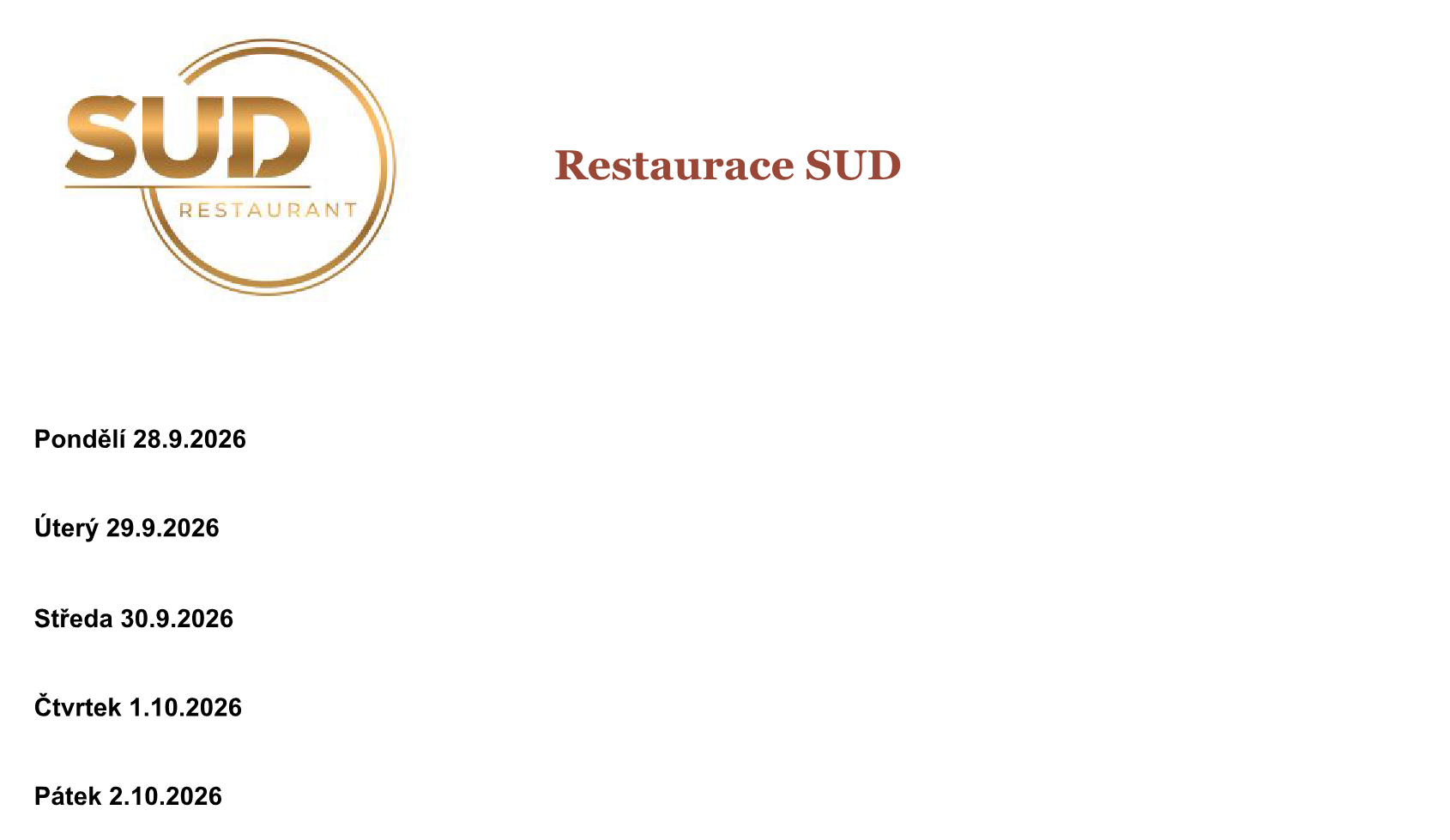 Obědové menu — Restaurace SUD